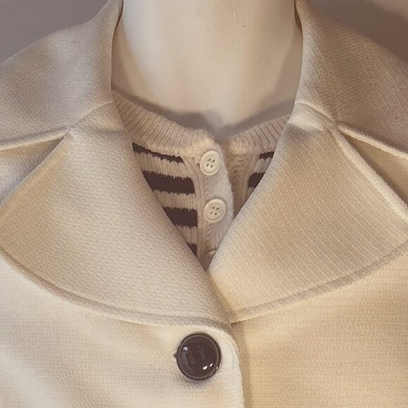 Kut from the Kloth SZM Alora Henley stripe sweater 90's Black & Ivory Preppy Y2K - Picture 5 of 10